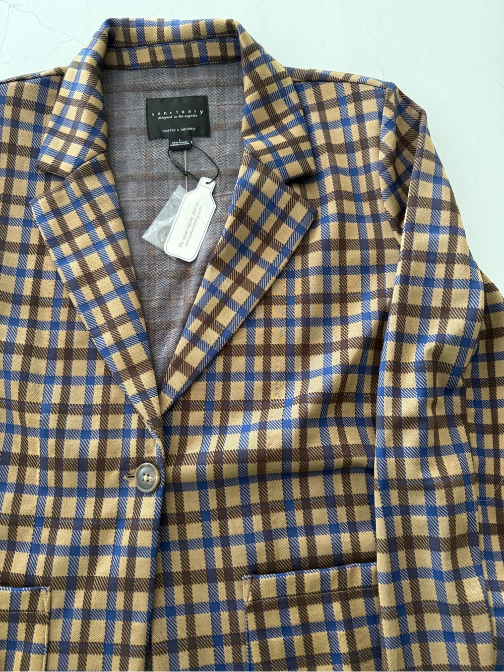 NWT Sanctuary Boyfriend Plaid Blazer - Brown & Blue